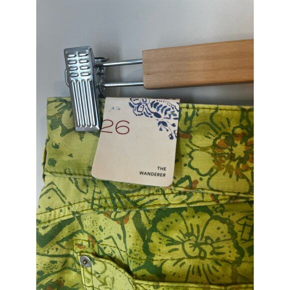 NWT Anthropologie Pilcro The Wanderer Low-Rise Pants Floral Light Green sz. 26 - Picture 11 of 16